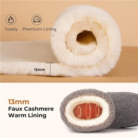 New Women's Bootie Slippers Fuzzy Warm Memory Foam Indoor House Shoes with - Picture 3 of 6